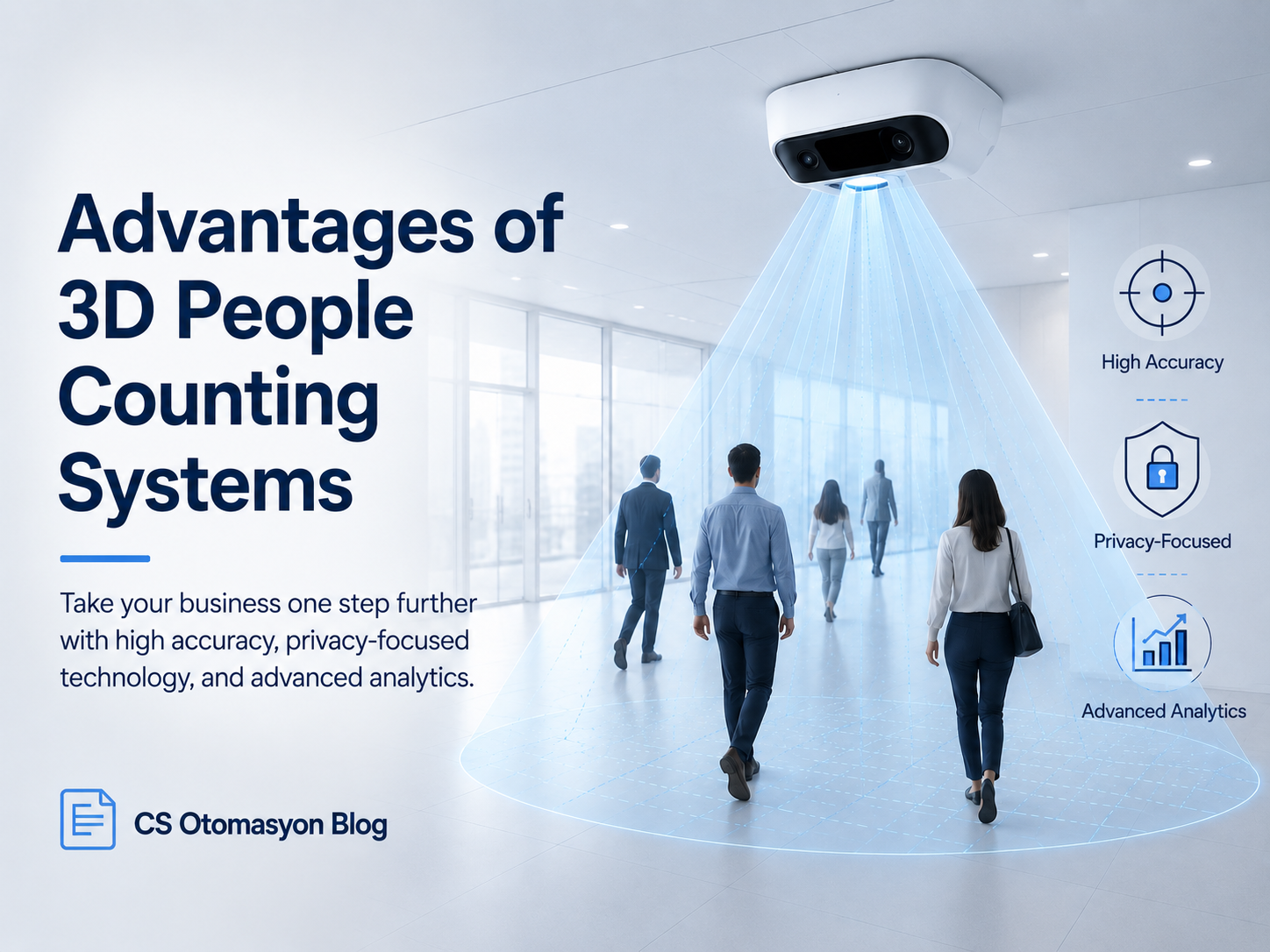 Visitor measurement at a busy store entrance with a 3D people counting system