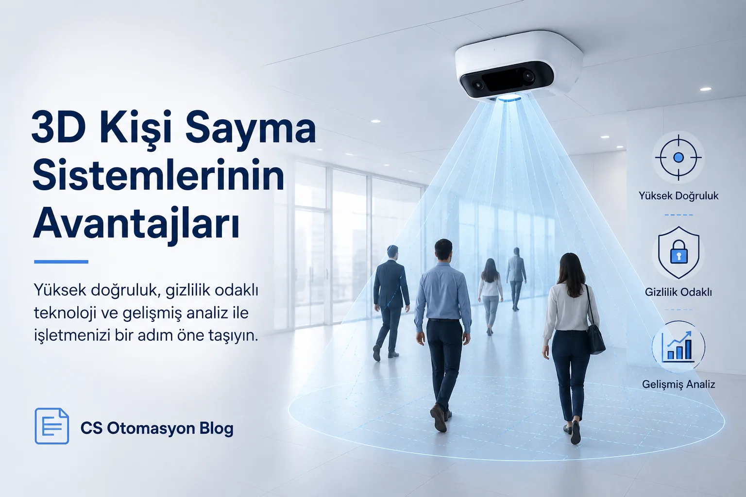 Yoğun mağaza girişinde 3D kişi sayma sistemi ile ziyaretçi ölçümü