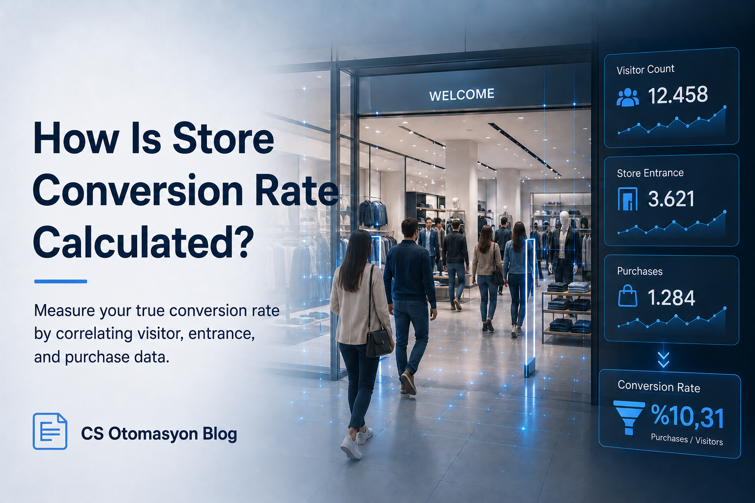 Retail conversion rate calculation and visitor-to-sales analytics infographic