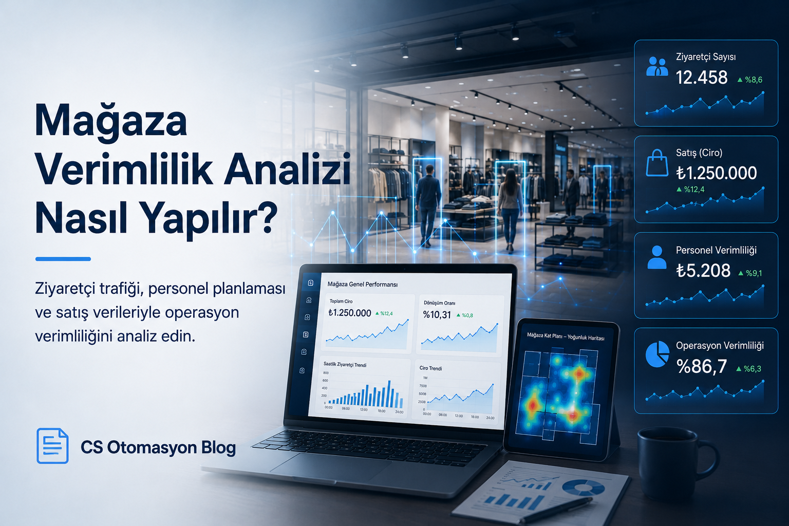 Mağaza verimlilik analizi için trafik ve performans dashboard görünümü